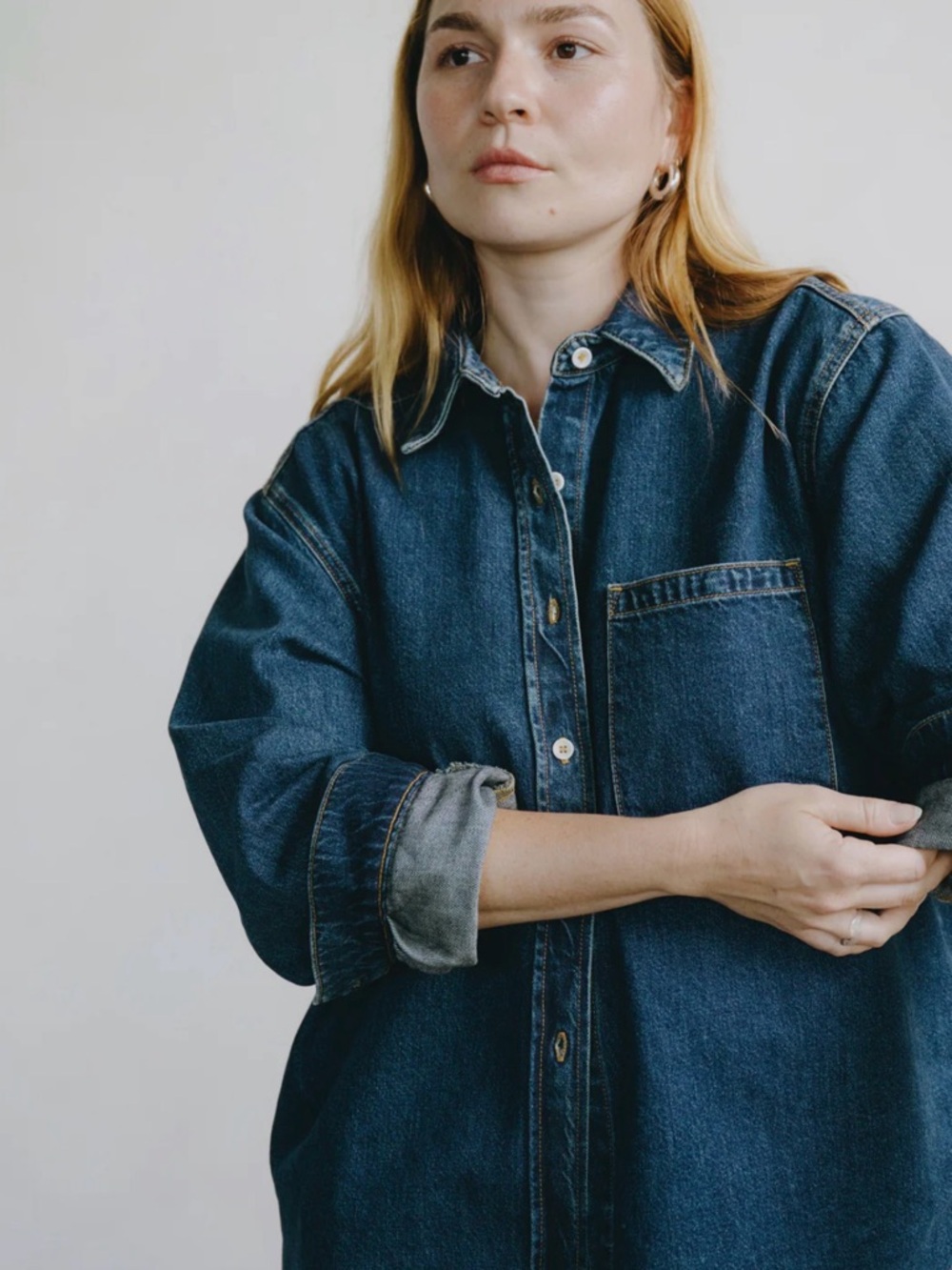 Denim Marcie Shirt, Tencel Denim, Vintage Dark